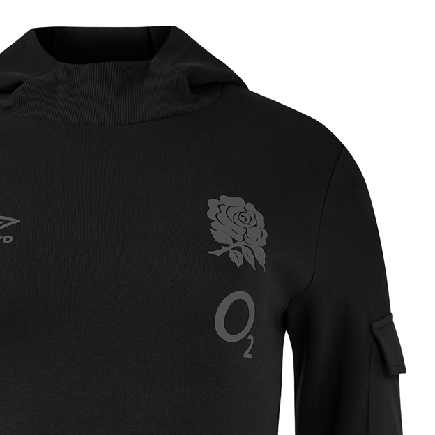 England Womens Presentation Hoodie Black 2425 - RFU Rose