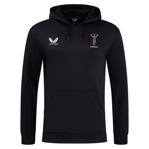 Harlequins Mens Travel Hoodie 25/26 Caviar - Front Harlequins Mens Travel Hoodie 25/26 Caviar - Front