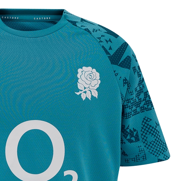 England Kids Performance Short Sleeve Tee 25/26 Reflecting Pond - RFU Rose
