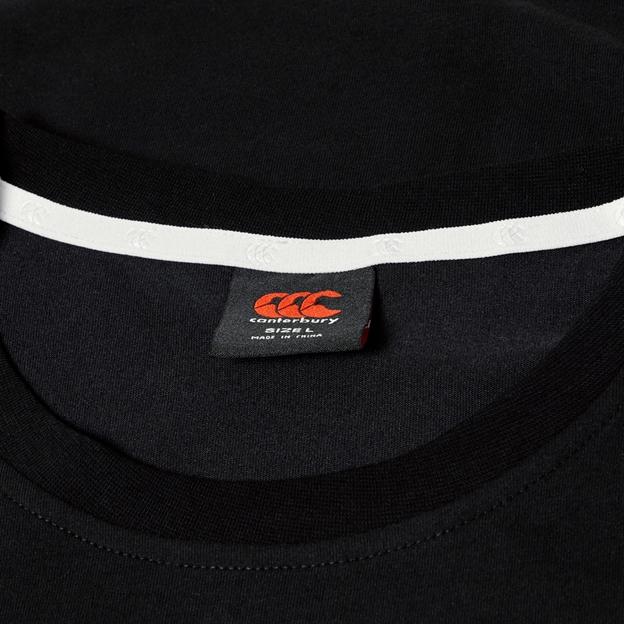 Canterbury Mens Tempo+ Drill GFX Training T-Shirt Black - Neck Close-up