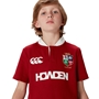 British and Irish Lions Junior Short Sleeve Classic Rugby Shirt - Red - Model Front Half 