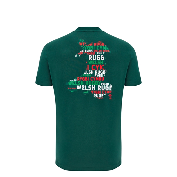 Wales Junior Cotton Fanline T-Shirt 25/26 Green - Back