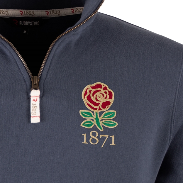 R1823 England 1871 Quarter Zip - Petrol Blue