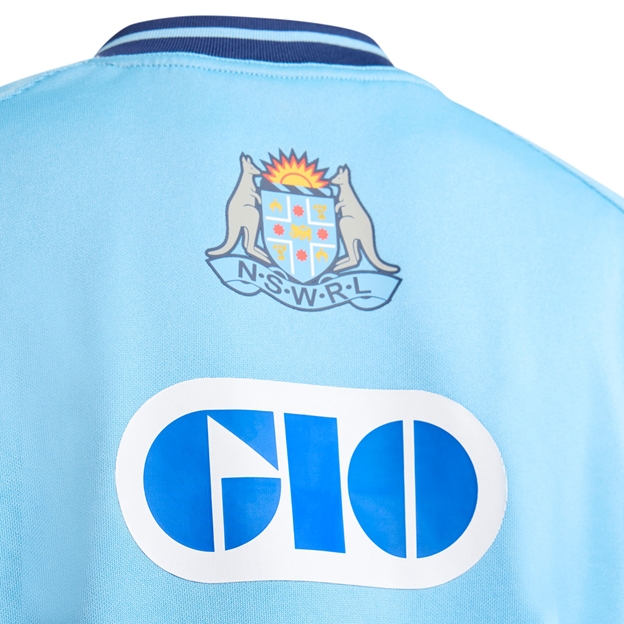 New South Wales Blues Kids Home Rugby Shirt 26/27 Light Blue - Nape Detail Close-up
