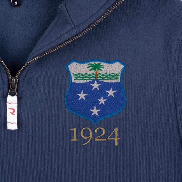 Samoa 1924 Pure Cotton Half Zip Sweatshirt - Petrol Blue