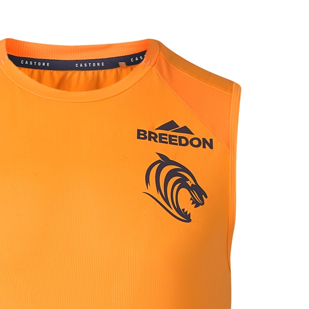 Leicester Tigers Mens Performance Vest 26/27 Blazing Orange - Tigers Logo Close-up