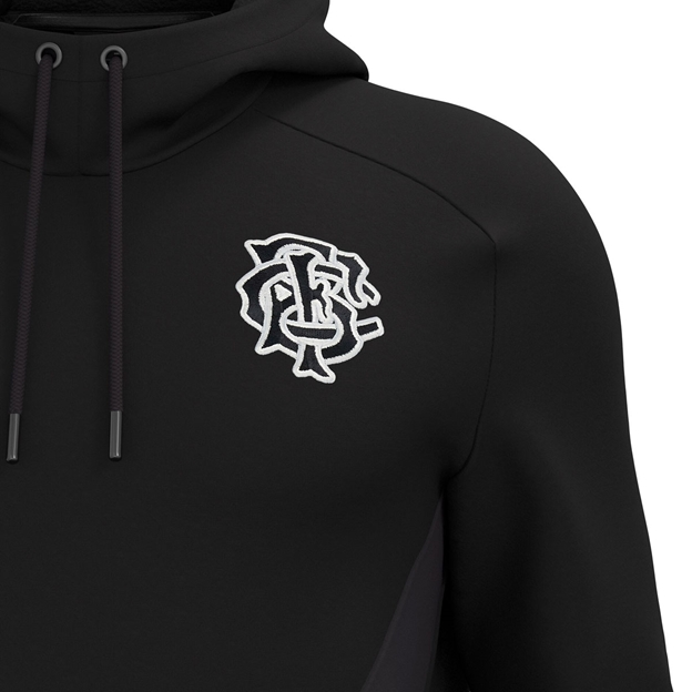 Barbarians Adults Cotton Travel Hoodie 25/26 Black - Embroidered Logo Close-up