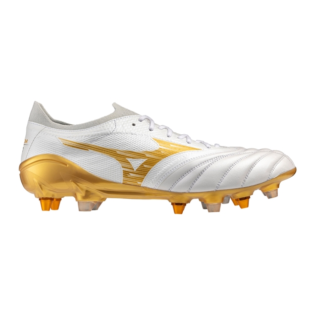 Mizuno Adults Morelia Neo IV Βeta Elite Mix Rugby Boots White/Gold - Outstep