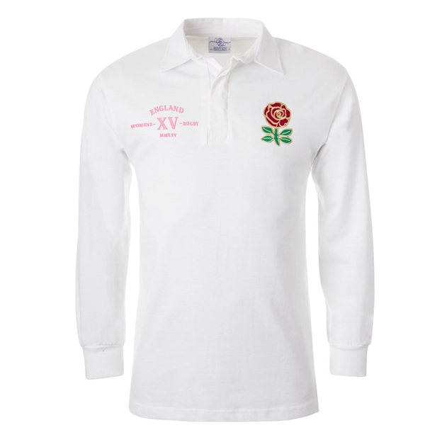 England Adults Classic XV Rugby Shirt Long Sleeve White - Front