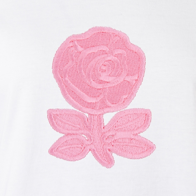 Womens World Cup England Adults Classic Rugby Shirt White - Embroidered Rose in pink thread