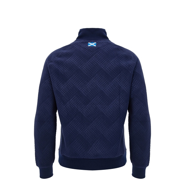 Scotland Kids Travel Half Zip Fleece 26/27 Navy and Sand - Back View