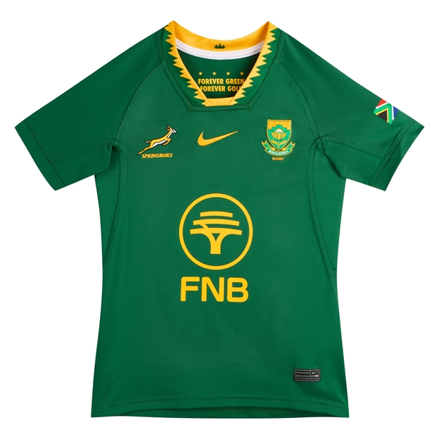 South Africa Springboks Kids Home Rugby Shirt 26/27 Gorge Green - Flatlay View