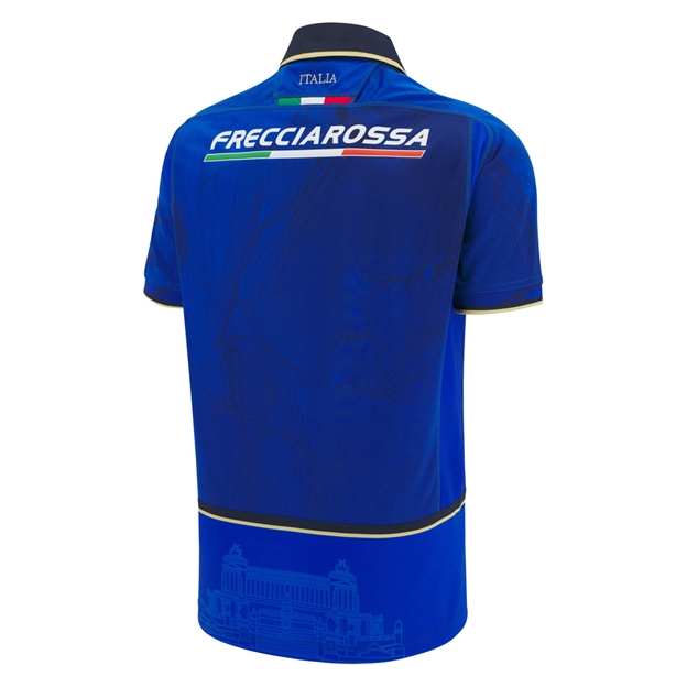 Italy Mens Home Rugby Shirt 25/26 Blue - Back
