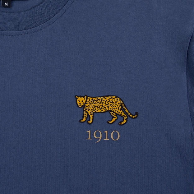 Argentina 1910 Mens Cotton T-Shirt Petrol Blue - Badge Close-up