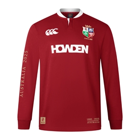 Limited Edition British and Irish Lions Adults Long Sleeve Classic Rugby Shirt Red - Front
