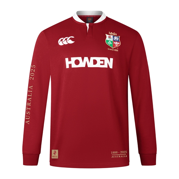 Limited Edition British and Irish Lions Adults Long Sleeve Classic Rugby Shirt Red - Front