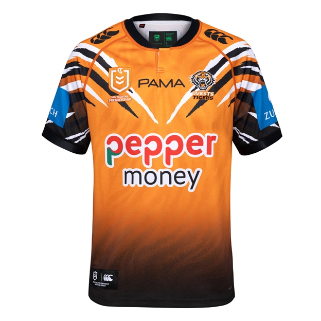 Wests Tigers Mens Home Rugby Shirt 2026 Orange - Front View