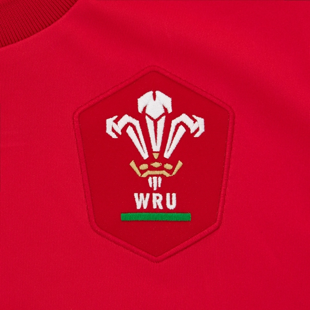 Wales Infants Home Rugby Shirt 26/27 Red - WRU Badge Close-up