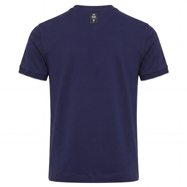 Italy Mens Athleisure Cotton T-Shirt 26/27 Navy - Back View