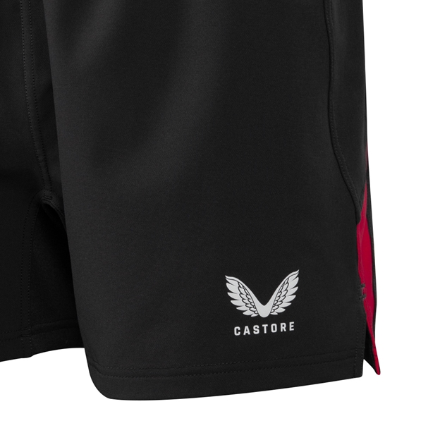 England Mens Contact Shorts 26/27 Castore Black - RFU Rose Close-up