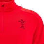 Wales Junior Travel Quarter Zip Fleece 25/26 Red - WRU Logo Embroidery 