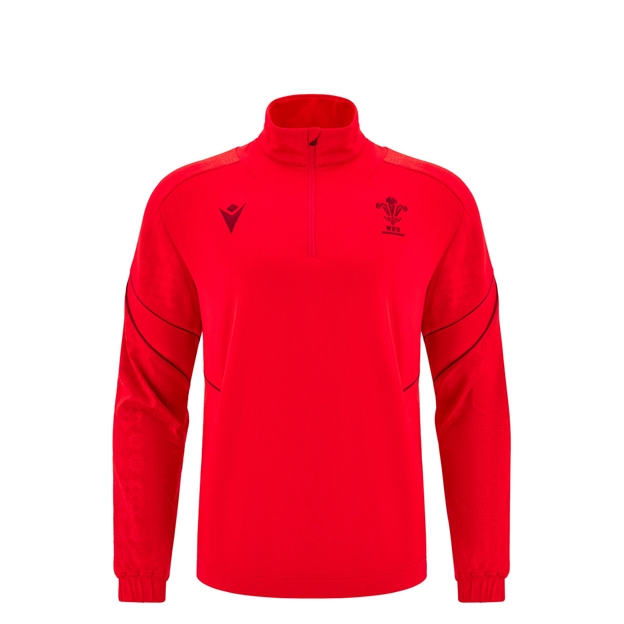 Wales Junior Travel Quarter Zip Fleece 25/26 Red - Front