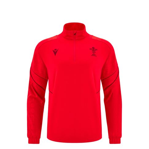 Wales Junior Travel Quarter Zip Fleece 25/26 Red - Front Wales Junior Travel Quarter Zip Fleece 25/26 Red - Front