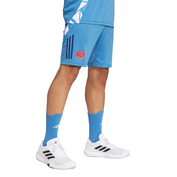 France Adidas Mens Gym Short - Focus Blue 2024 - Model Walking