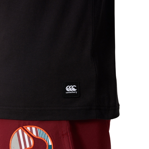 Canterbury Mens Uglies T-Shirt Black - Model Hem Detail Close-up