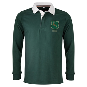 South Africa Mens Heavyweight Rugby Shirt Bottle Green - Front