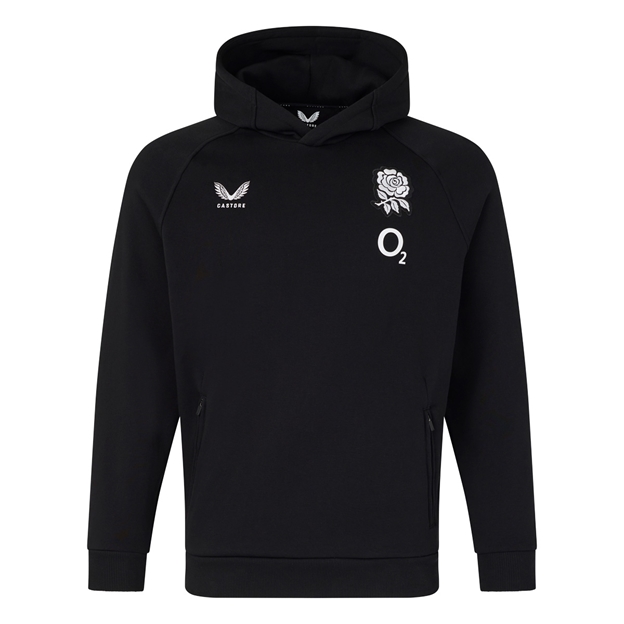 England Womens Off Pitch Hoodie 26/27 Castore Black - Front View