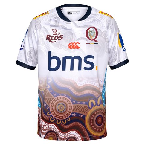 Queensland Reds Mens Indigenous Rugby Shirt 2026 White - Front