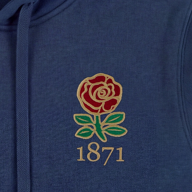 England 1871 Pure Cotton Hoodie - Petrol Blue