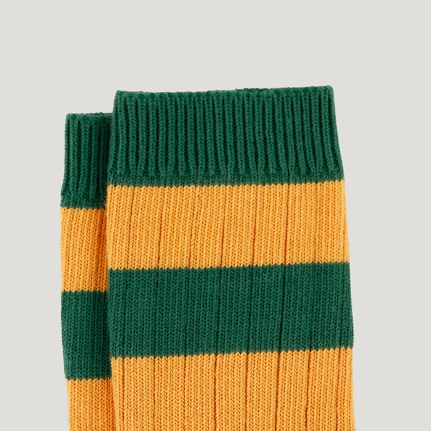 Heritage Pure Cotton Striped Socks - Green/Gold