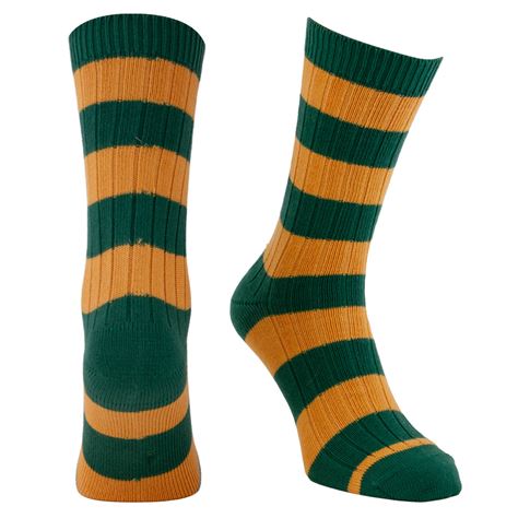 Rugby 1823 Striped Socks Green/Gold - Front