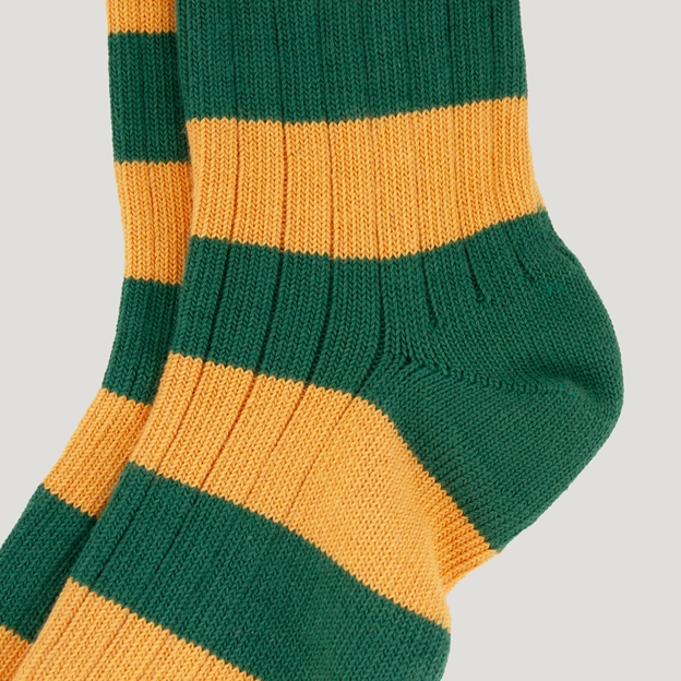 Heritage Pure Cotton Striped Socks - Green/Gold