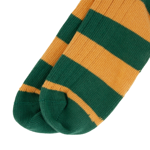 Rugby 1823 Striped Socks Green/Gold - Toe Close-up