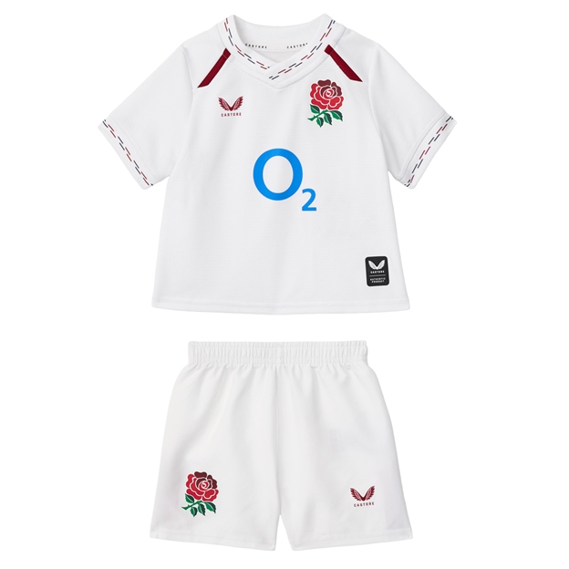 England Babies Home Rugby Kit 26:27 Brilliant White - Front View