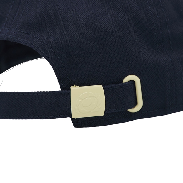 Scotland Baseball Cap 26/27 Navy and Sand SRU Thistle - Fastener Close-up