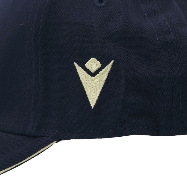 Scotland Baseball Cap 26/27 Navy and Sand SRU Thistle - Macron Logo Close-up