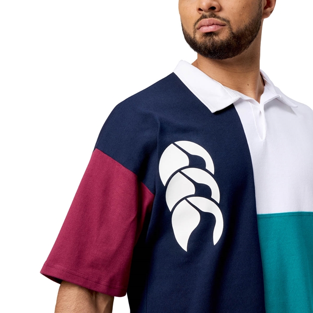 Canterbury Mens Harlequin Rugby Shirt Short Sleeve Multi - Model Close-up