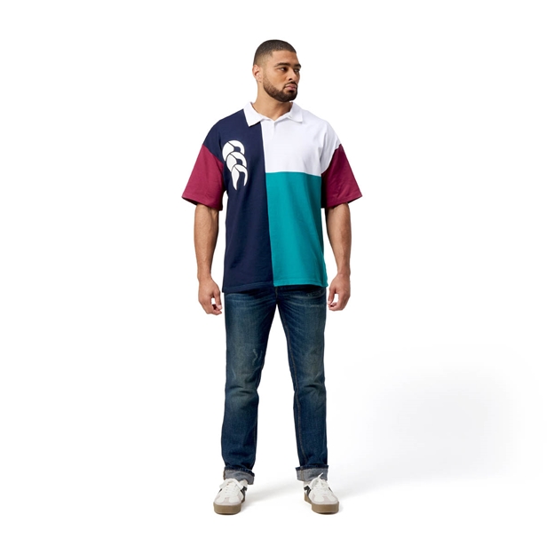 Canterbury Mens Harlequin Rugby Shirt Short Sleeve Multi - Model