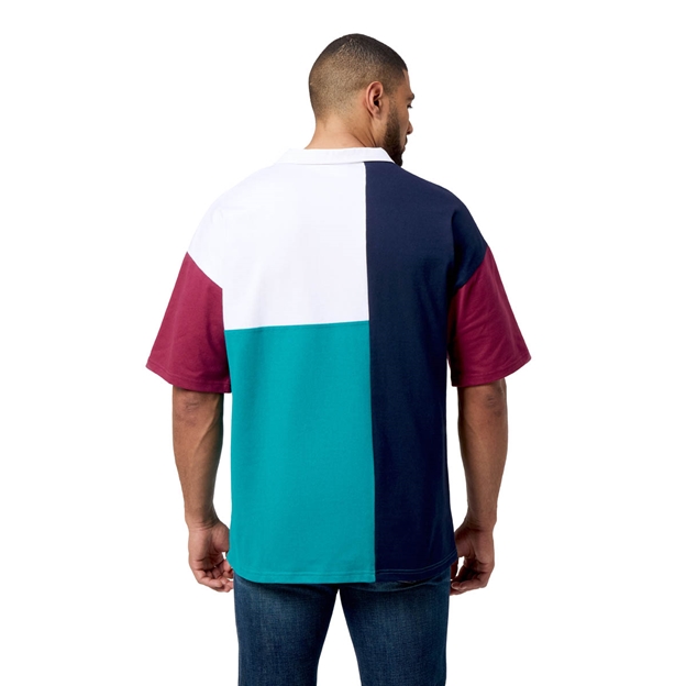 Canterbury Mens Harlequin Rugby Shirt Short Sleeve Multi - Model Back