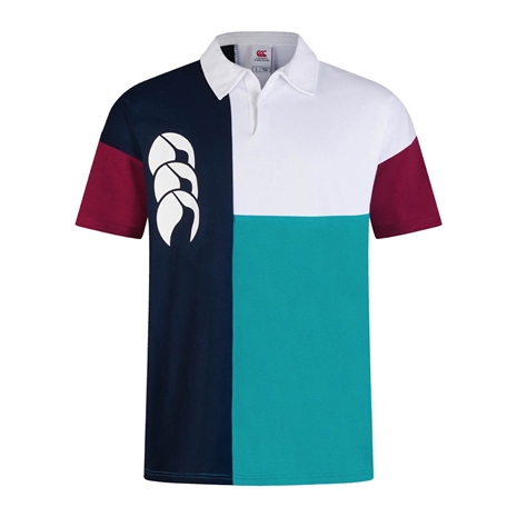 Canterbury Mens Harlequin Rugby Shirt Short Sleeve Multi - Front
