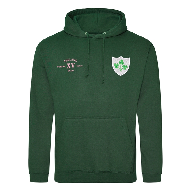 Ireland Mens Classic XV Hoodie Bottle Green - Front