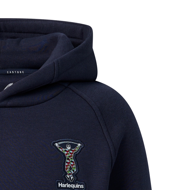 Harlequins Kids Off Pitch Hoodie 26/27 Navy - Harlequin Patch Close-up