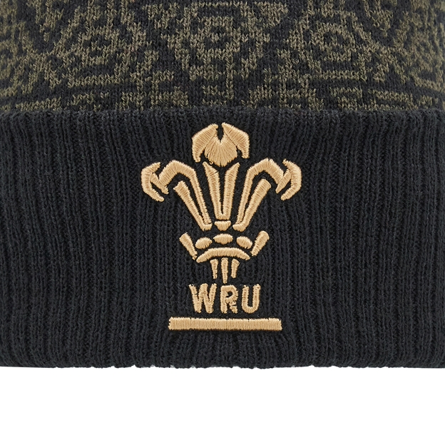 Wales Adults Pom Pom Beanie - Black 2025 - WRU