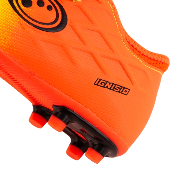 Optimum Kids Ignisio Easy Fasten Moulded Stud Firm Ground Boots Yellow/Orange - Heel