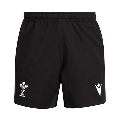 Wales Mens Training Rugby Shorts 26/27 Black - Front View