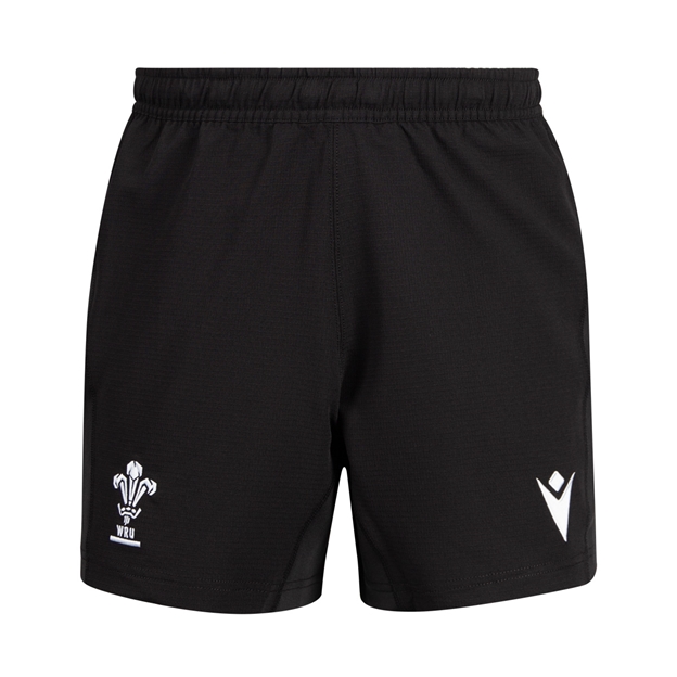 Wales Mens Training Rugby Shorts 26/27 Black - Front View